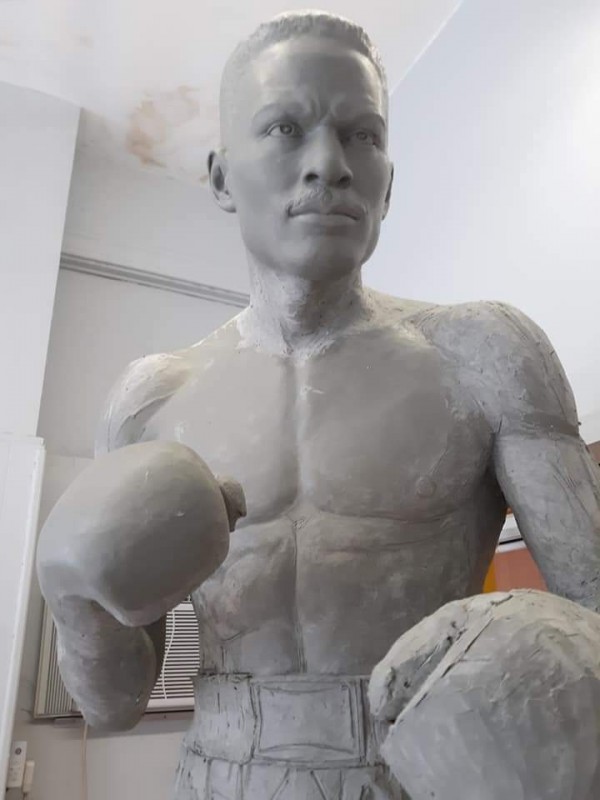 Statue of Ezzard Charles being created by John Hebenstreit